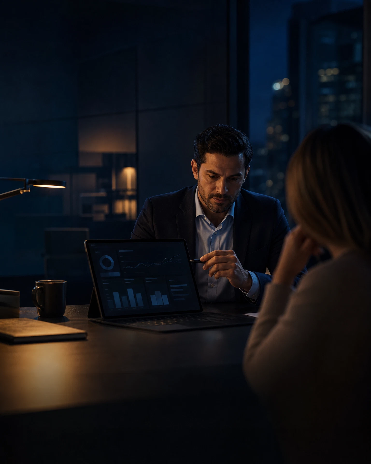 Loan officer preparing a client and pipeline plan at a modern desk